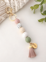 Pastel Beaded Tassel Keychain