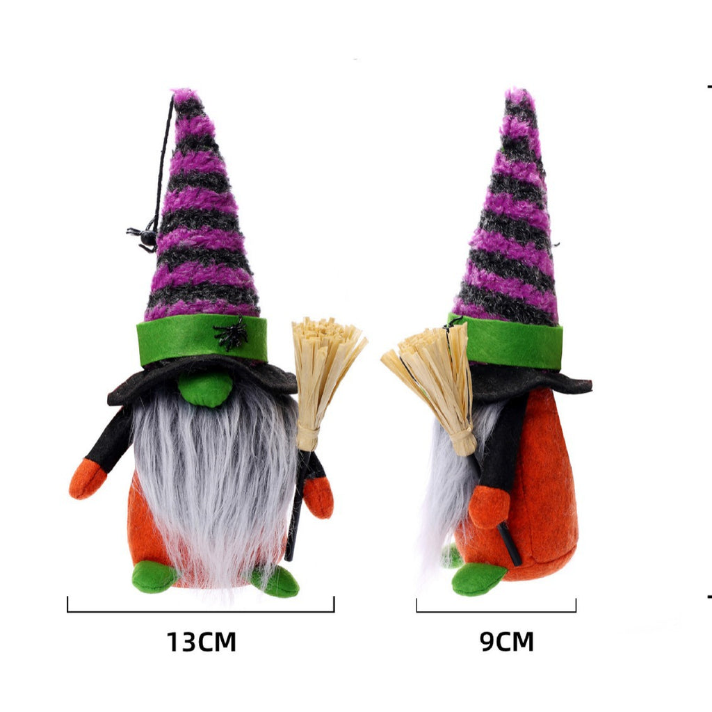 Halloween Rudolph Faceless Doll Dwarf Spider Halloween Window Display Decoration Broom Rudolph Doll