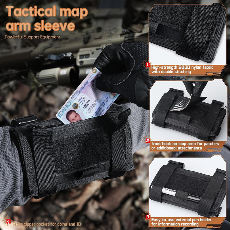 Tactical Arm Map Holder – Military Wrist Sleeve for Maps, Cards & Notes, Ideal for Range & Field Use