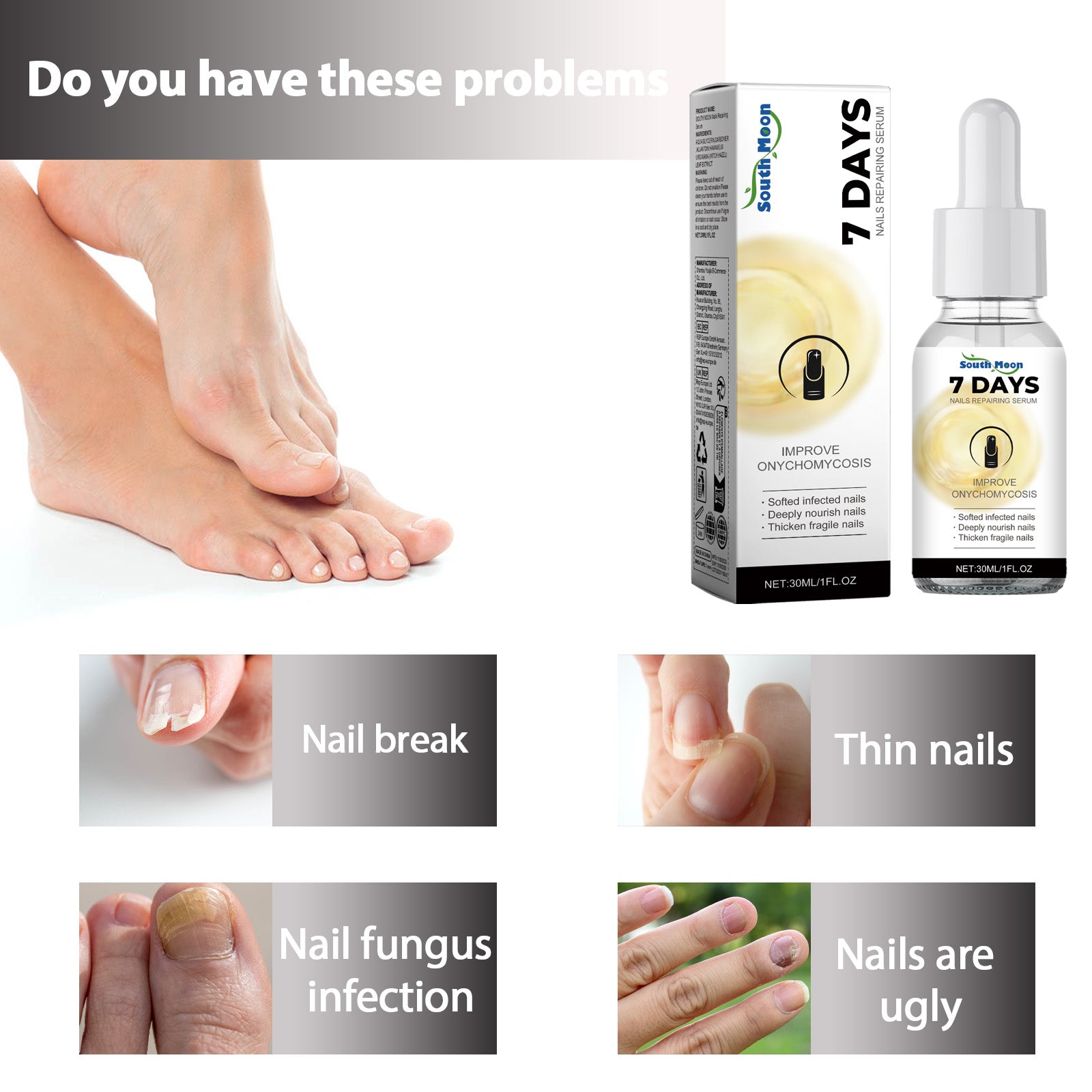 Nails Repairing Serum, Repair Hands And Feet Gray Nails Soft Nail Shine Moisturizing Nail Care