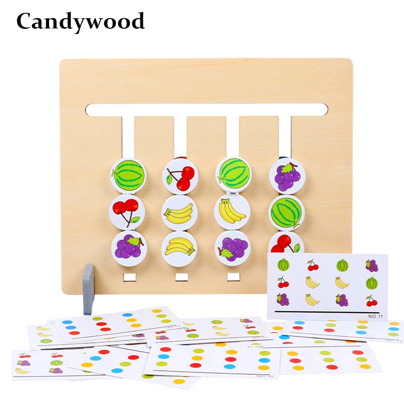 Double-sided Color and Fruit Pairing Game Children Wooden Toys Logical Reasoning Training Kids Educational Toys Montessori