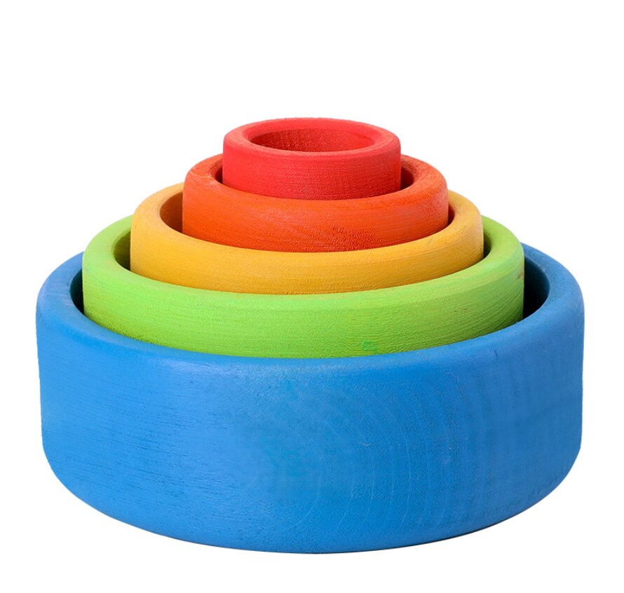Rainbow Building Blocks Stacking Game Creative Rainbow Set Bowl Children's Color Cognitive Toys for Kids Educational Christmas