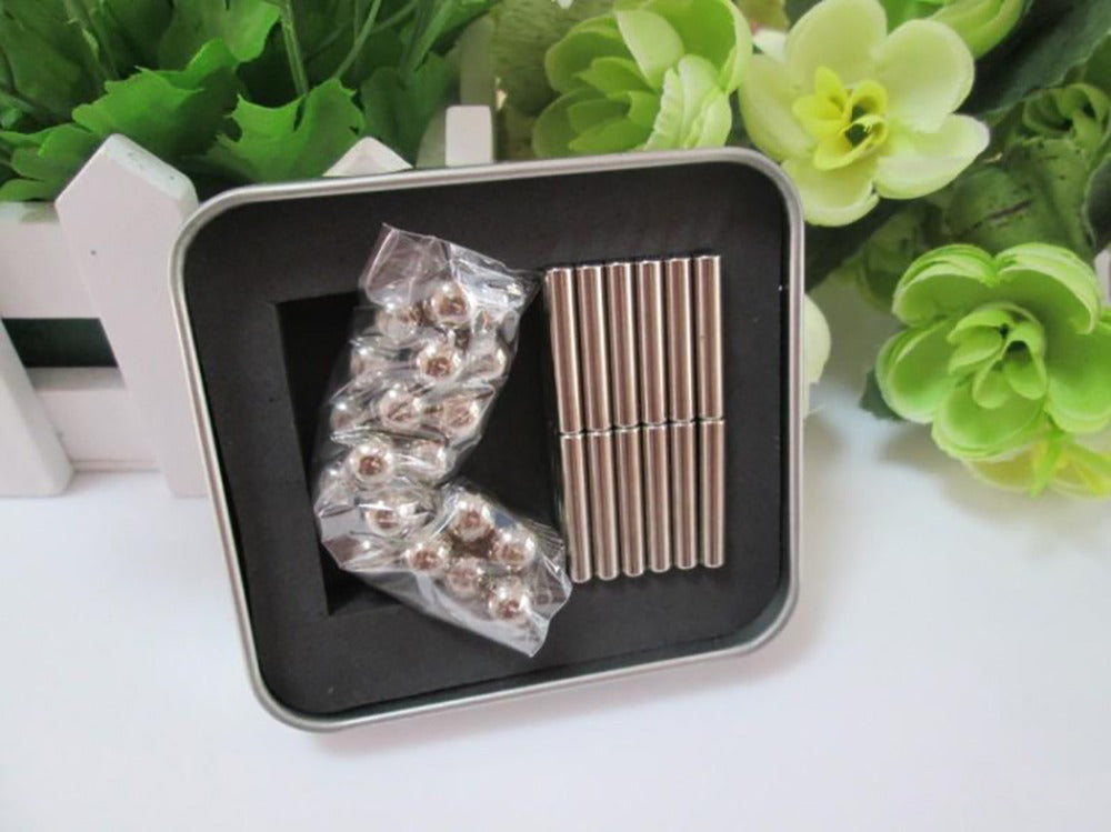 Magnetic Building Blocks Set Sculpture Desk Toys For Adults Relief Stress Fidget Puzzle Toys With Magnet Stick and Silver Ball