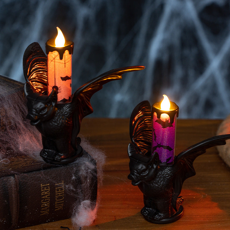 Halloween Decorative Candle Night Light, Halloween Decoration Prop, Candle Holder Ornament, LED Electronic Candle, Party Prop