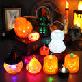 Halloween Pumpkin Lantern Electronic Candle Light Holder Portable Candlestick Night Light Halloween Decoration Prop Atmosphere Decoration