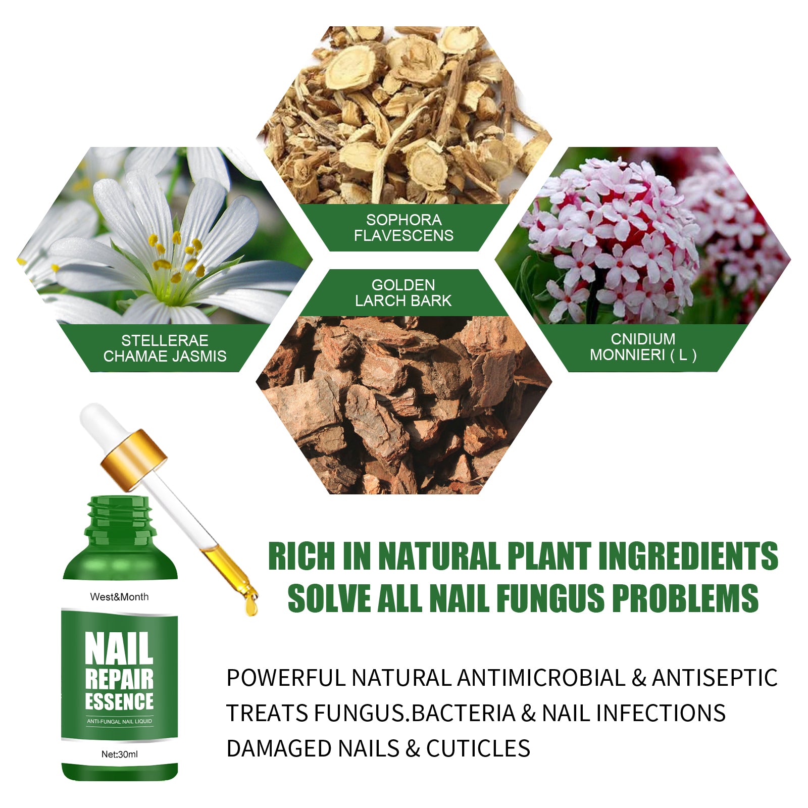 West&Month Nail Repair Essence, Hand And Foot Thickening Brightening Nails Repair Rotten Nails Bad Nails Remove Ash Nail Infection Clean