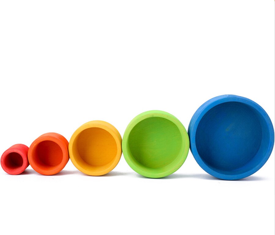 Rainbow Building Blocks Stacking Game Creative Rainbow Set Bowl Children's Color Cognitive Toys for Kids Educational Christmas