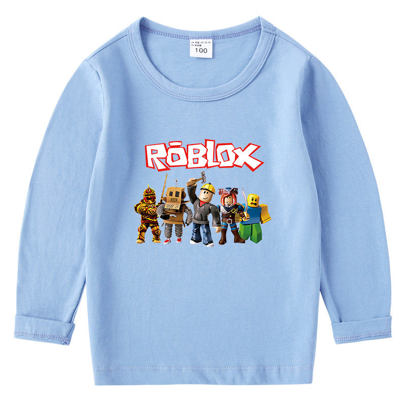 Children's cotton T-shirt with round neck and long sleeved base