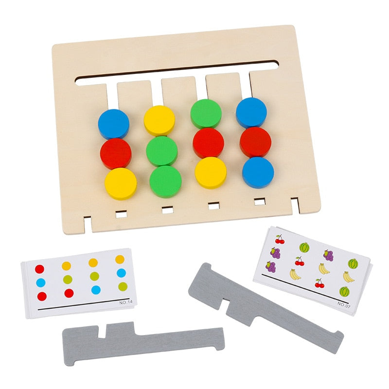 Double-sided Color and Fruit Pairing Game Children Wooden Toys Logical Reasoning Training Kids Educational Toys Montessori