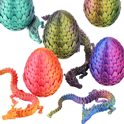 3D Printed Articulated Dragon with Egg Desktop Toy 30cm