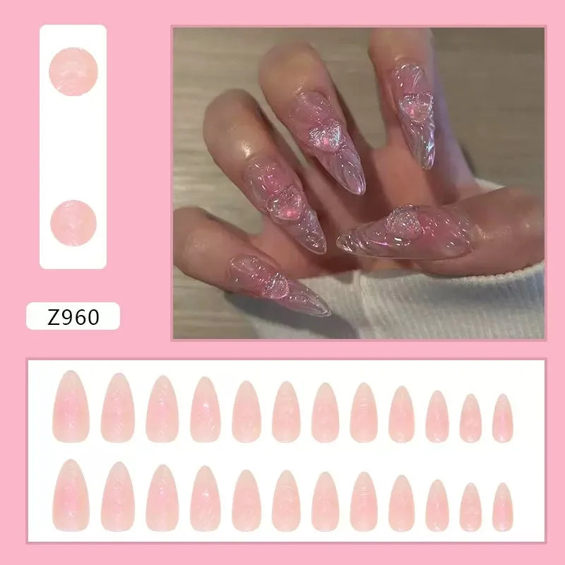 Z960 High End Dropshipping Transparent Transparent Square French Tip Press On Nails With Special Occasion