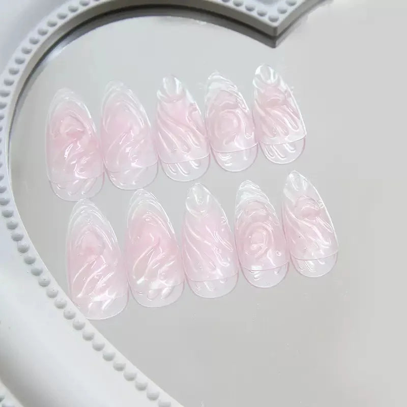 Z960 High End Dropshipping Transparent Transparent Square French Tip Press On Nails With Special Occasion