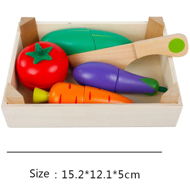 Montessori cut fruits and vegetables toys wooden classic game simulation kitchen series toys early education gift play house toy