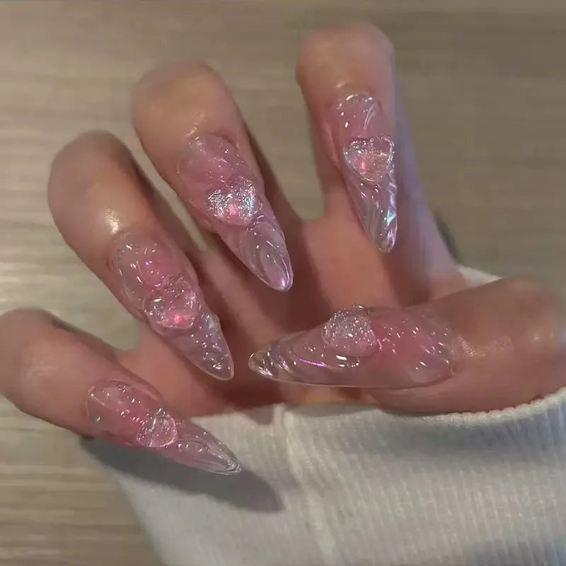 Z960 High End Dropshipping Transparent Transparent Square French Tip Press On Nails With Special Occasion
