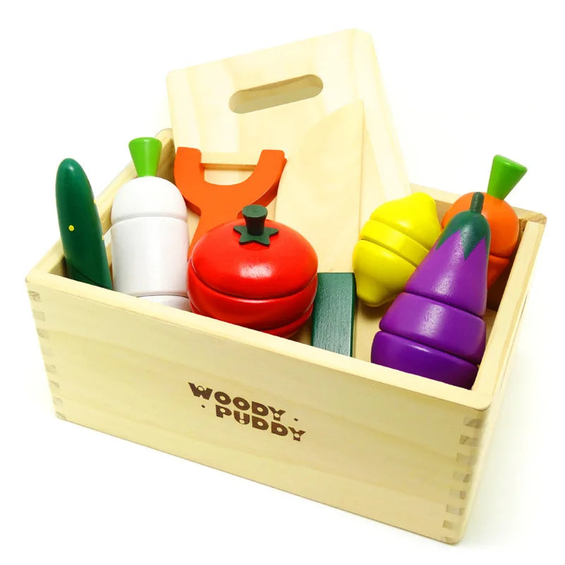 Montessori cut fruits and vegetables toys wooden classic game simulation kitchen series toys early education gift play house toy