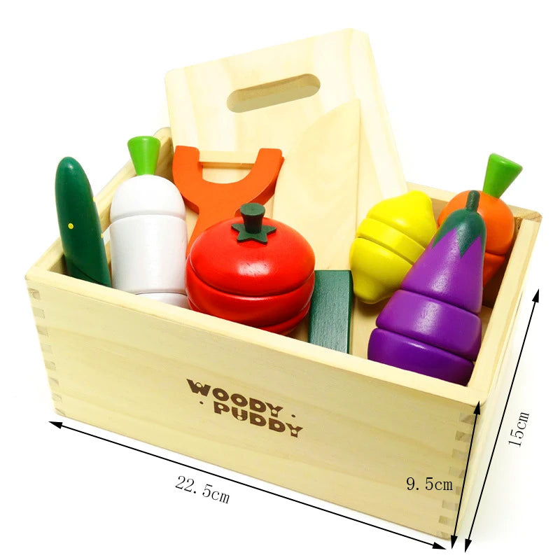 Montessori cut fruits and vegetables toys wooden classic game simulation kitchen series toys early education gift play house toy