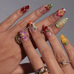 Almond Press On Nails Summer Fruit Design 10 Piece Set