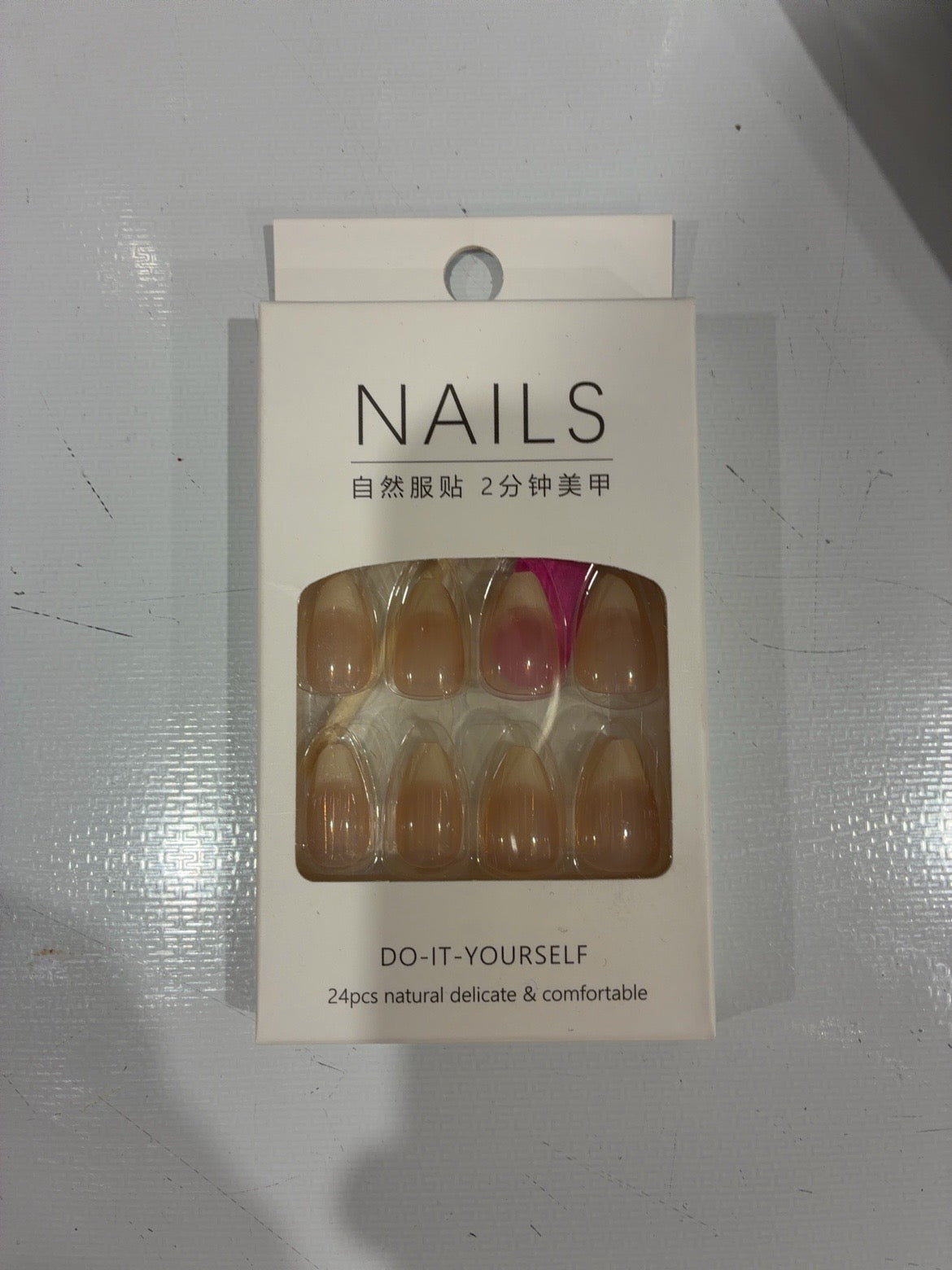 Press-On Nails – Nude Gloss Almond (24 Piece Set)