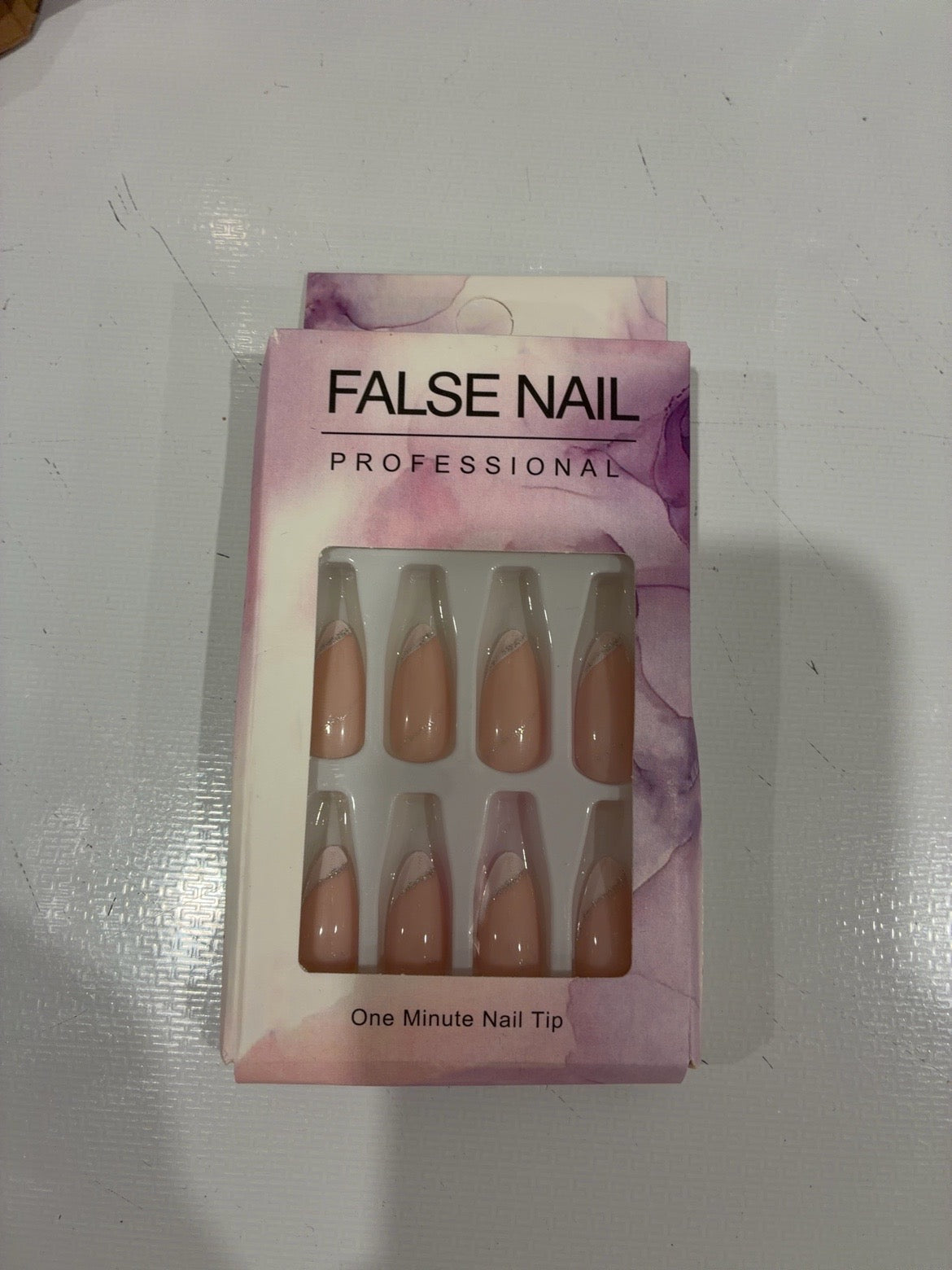 Press-On Nails – Nude Glitter French Tip (24 Piece Set)