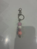 Silicone Beaded Keyring – Pastel Pink & Lilac