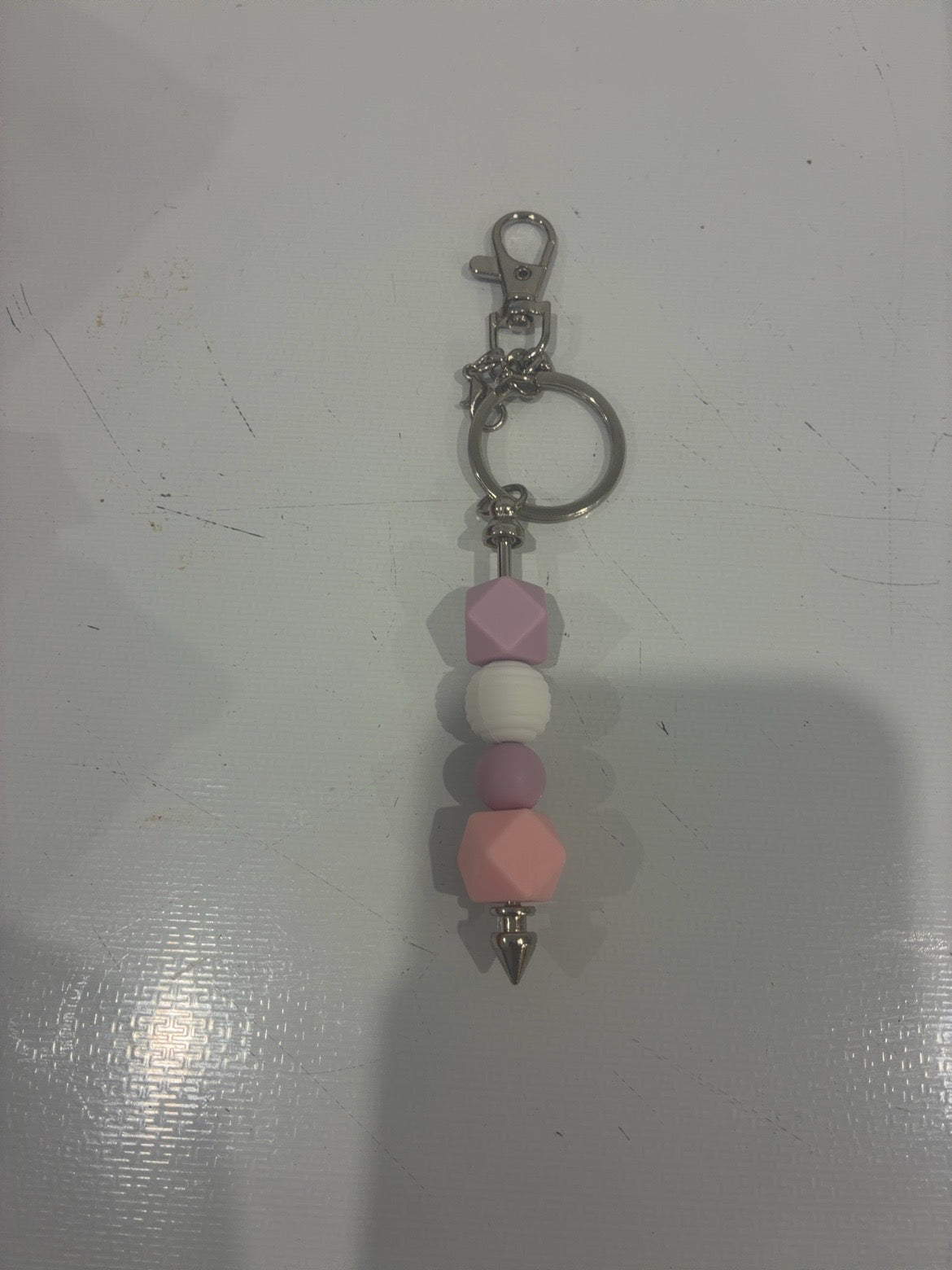 Silicone Beaded Keyring – Pastel Pink & Lilac