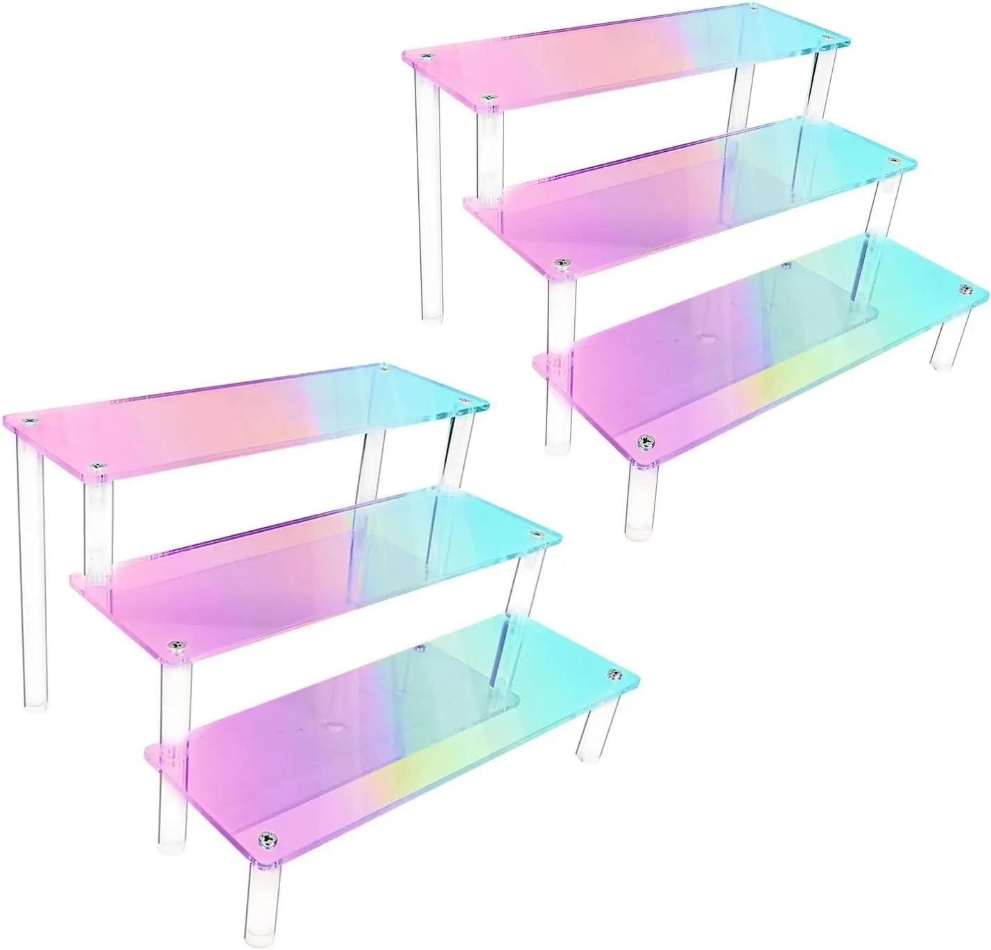 Acrylic Display Stand, 3 Tier 30X8cm Iridescent Display Risers，Perfume Organizer, Dessert Stand, Ornament Display Stand