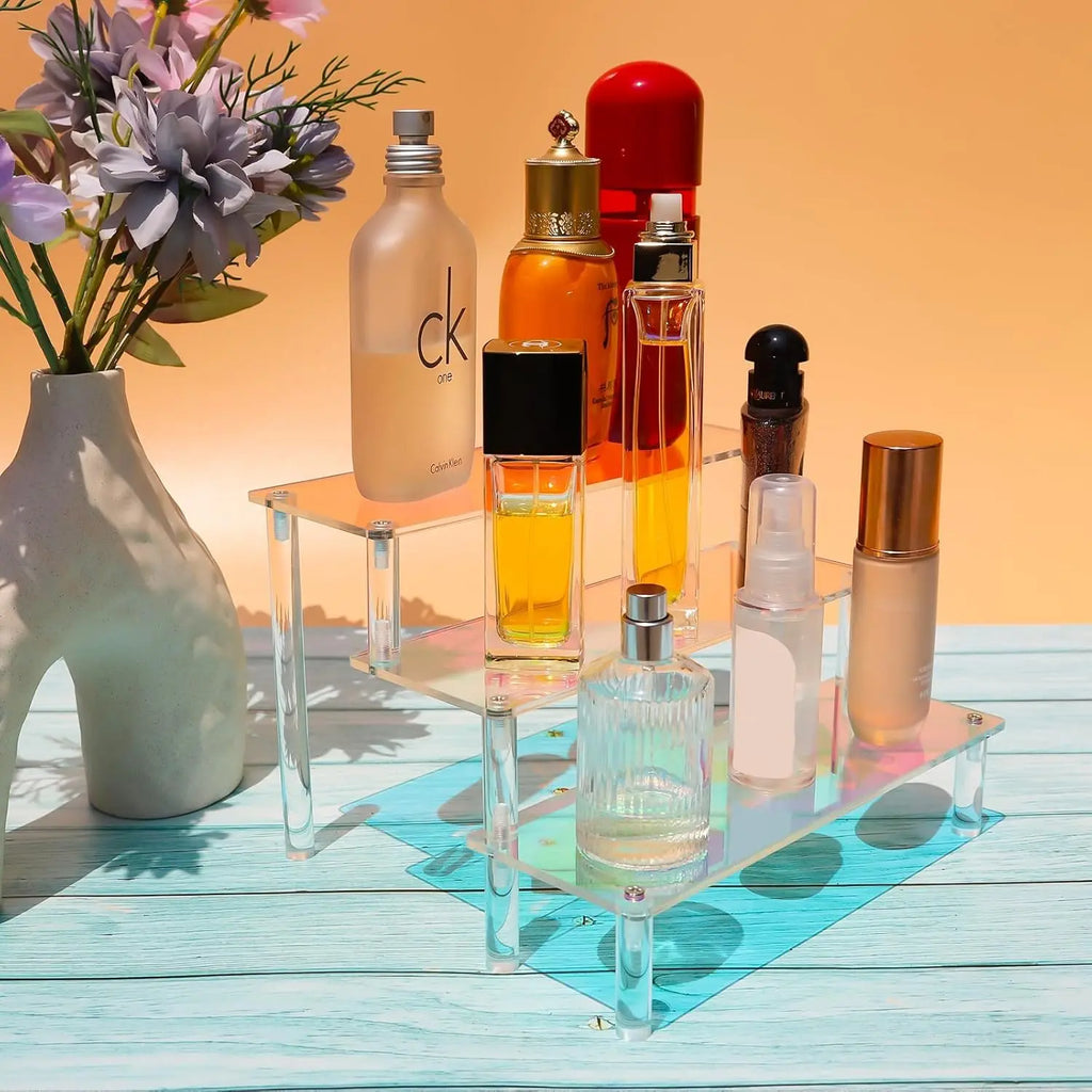 Acrylic Display Stand, 3 Tier 30X8cm Iridescent Display Risers，Perfume Organizer, Dessert Stand, Ornament Display Stand