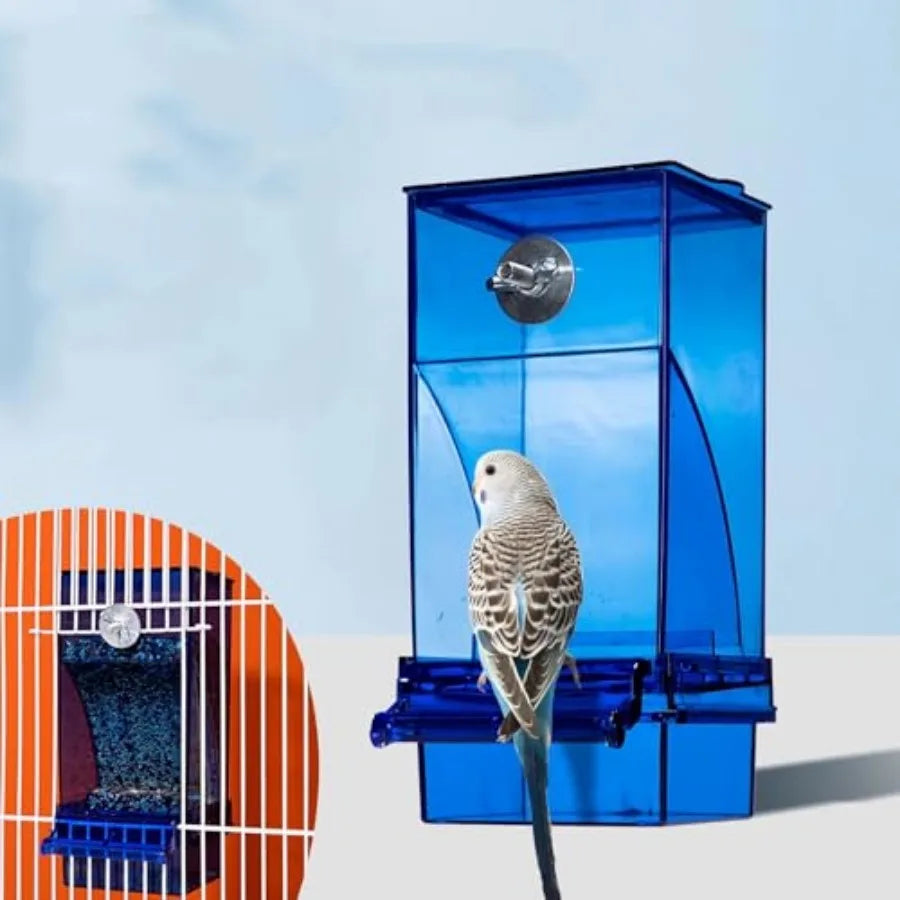 No Mess Bird Feeder, Automatic Parrot Feeder, Acrylic Food Container, Parakeet Cage Accessories for Parakeet Canary Cockatiel F