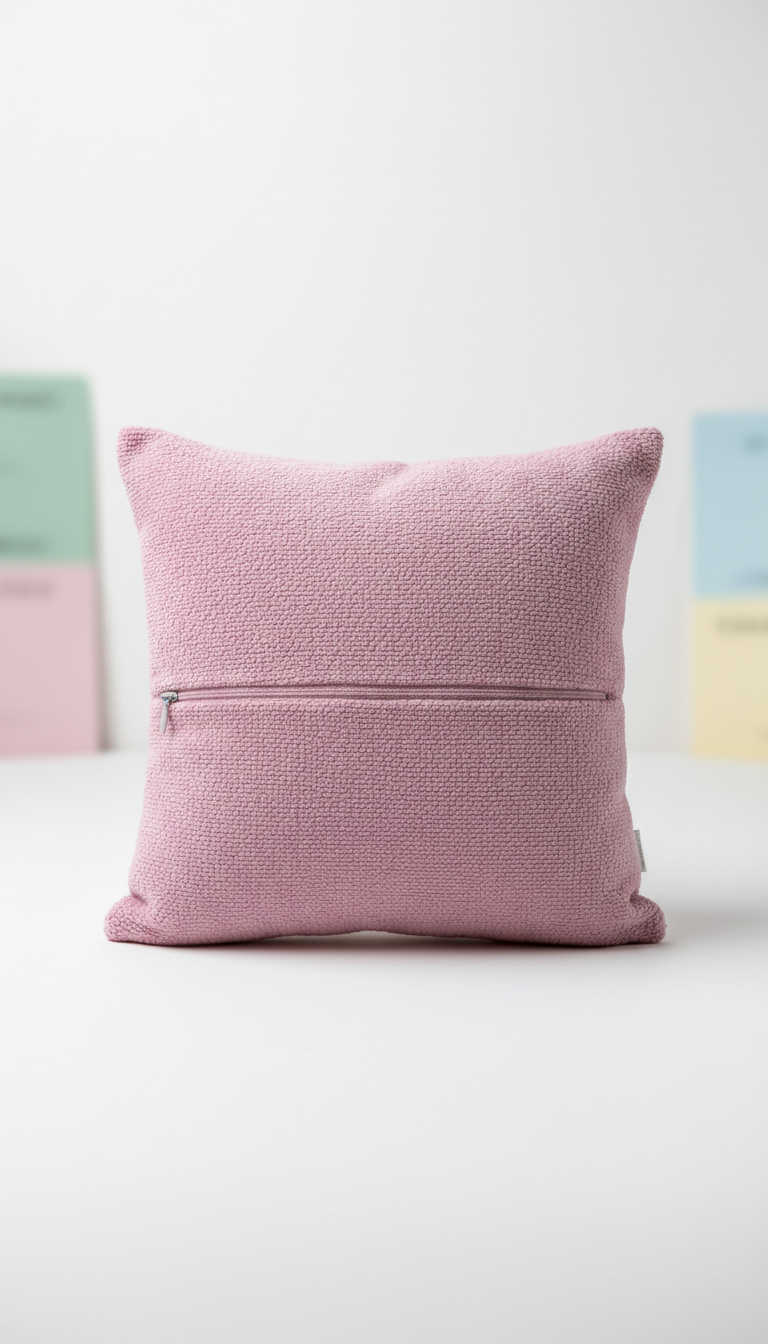 Orchid Pink Textured Throw Pillow with Accessible Zip